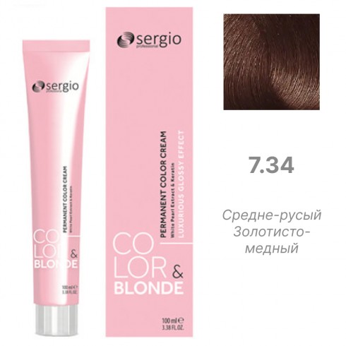 Крем-краска Color&Blonde 7.34 - средне-русый золотисто медный (100 мл)
